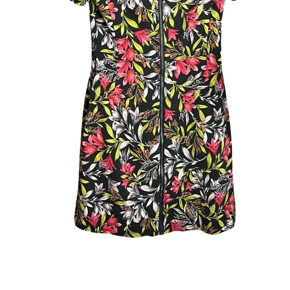 French Connection Cadencia Mini Stretch Black Dress 4 Floral Fit & Flare - Picture 8 of 16